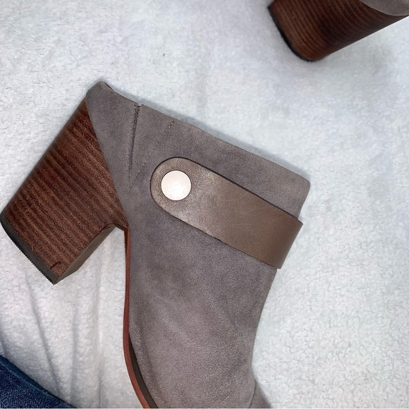 Linea Paolo GUC Gray Suede Leather Block Heel Clog size 8.5 - Picture 10 of 13